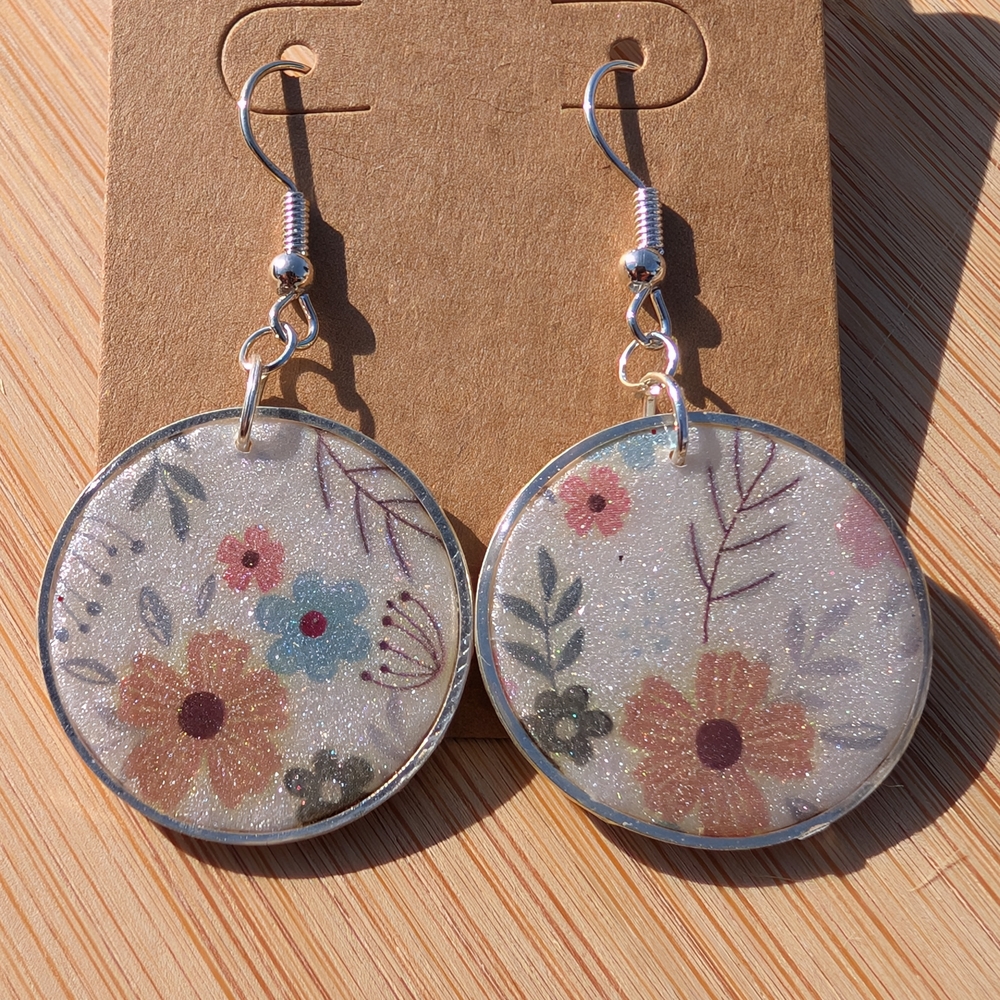 Silver Floral Dangle Earrings